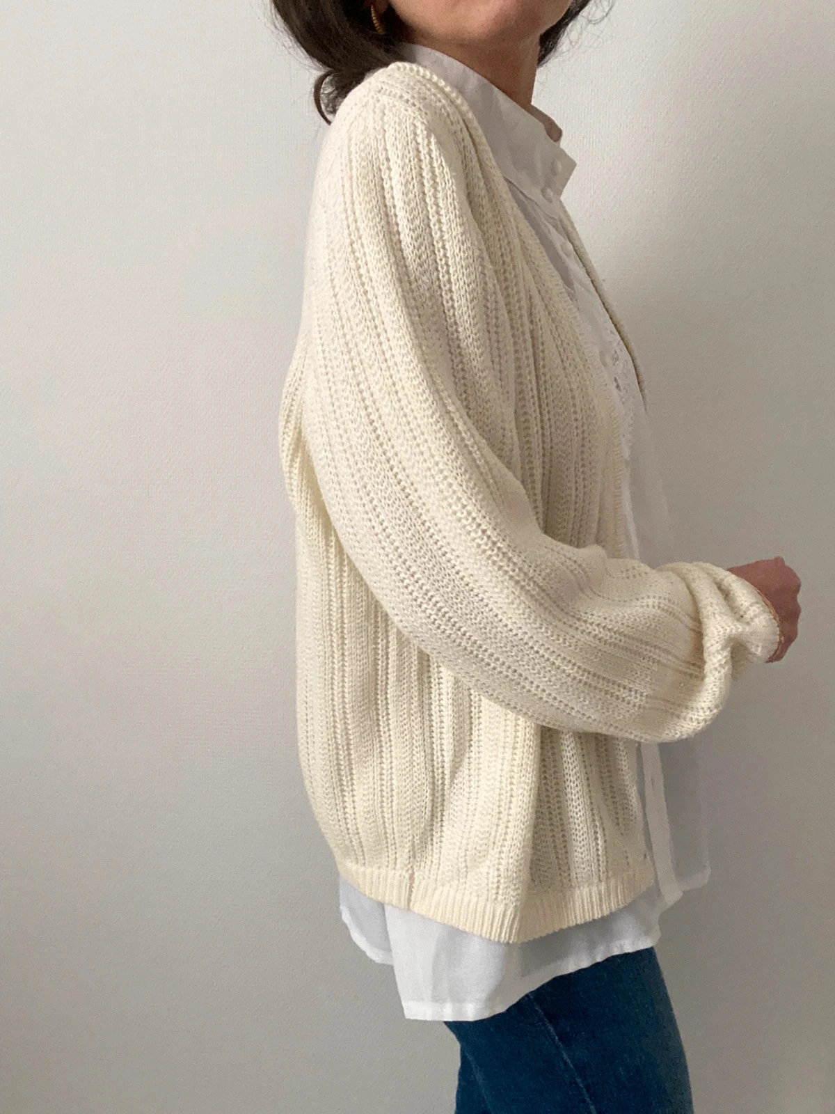 🌺 Cardigan Vintage cru com gola alta – photo 9